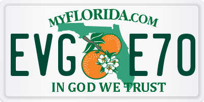FL license plate EVGE70