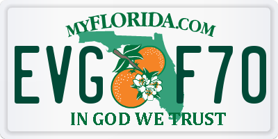 FL license plate EVGF70