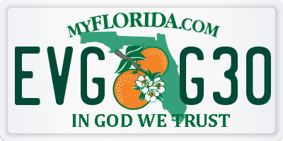 FL license plate EVGG30