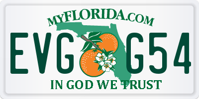 FL license plate EVGG54
