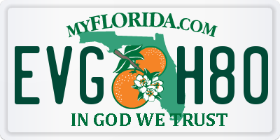 FL license plate EVGH80