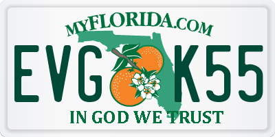 FL license plate EVGK55