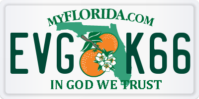 FL license plate EVGK66