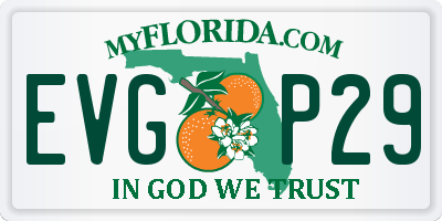 FL license plate EVGP29
