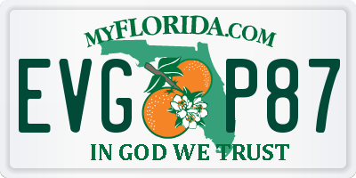 FL license plate EVGP87