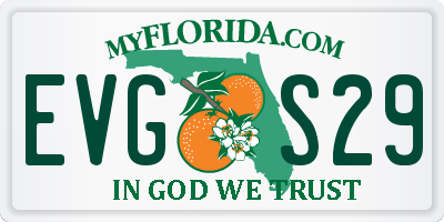 FL license plate EVGS29