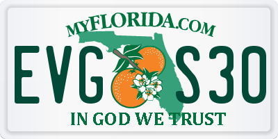 FL license plate EVGS30