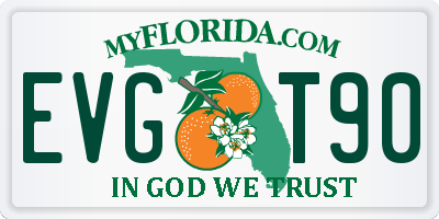 FL license plate EVGT90