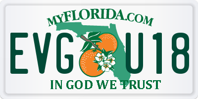 FL license plate EVGU18