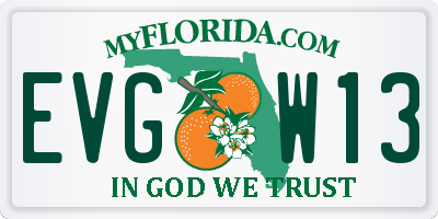 FL license plate EVGW13