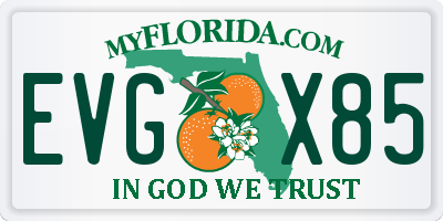 FL license plate EVGX85