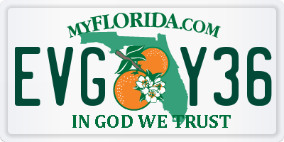 FL license plate EVGY36