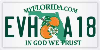 FL license plate EVHA18