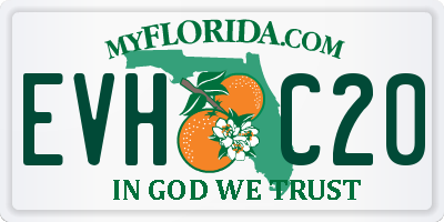 FL license plate EVHC20