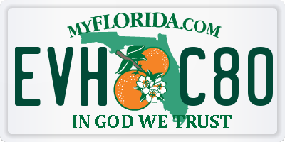FL license plate EVHC80