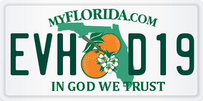 FL license plate EVHD19