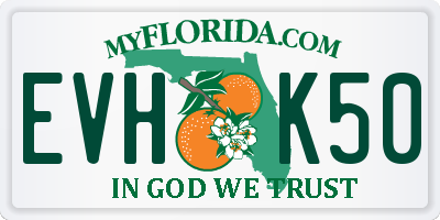 FL license plate EVHK50