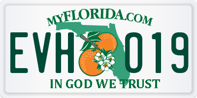 FL license plate EVHO19