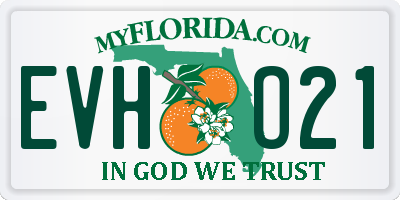 FL license plate EVHO21