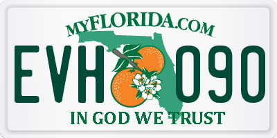 FL license plate EVHO90