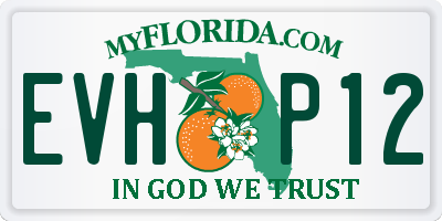 FL license plate EVHP12