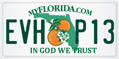 FL license plate EVHP13