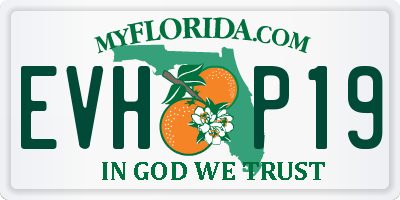 FL license plate EVHP19