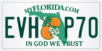 FL license plate EVHP70