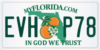 FL license plate EVHP78