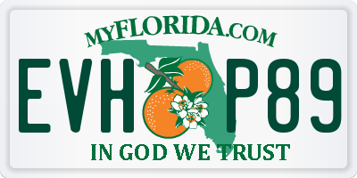 FL license plate EVHP89