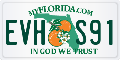 FL license plate EVHS91