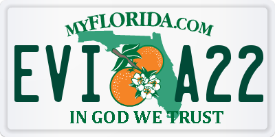 FL license plate EVIA22