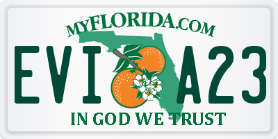 FL license plate EVIA23