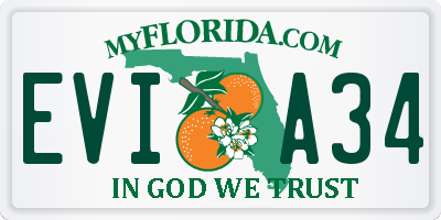 FL license plate EVIA34