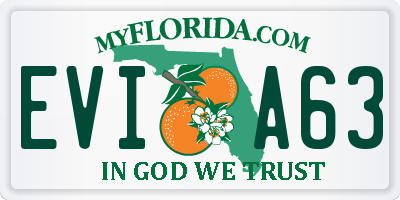 FL license plate EVIA63
