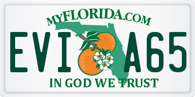 FL license plate EVIA65