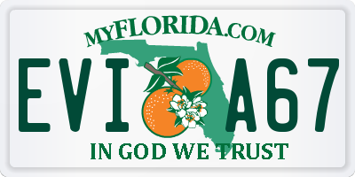 FL license plate EVIA67