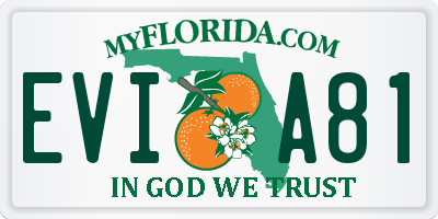 FL license plate EVIA81