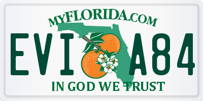FL license plate EVIA84