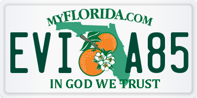FL license plate EVIA85