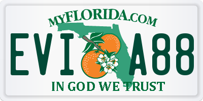 FL license plate EVIA88