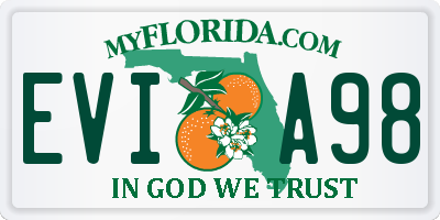FL license plate EVIA98