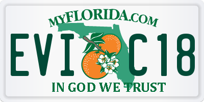 FL license plate EVIC18