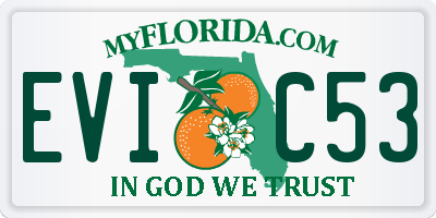 FL license plate EVIC53