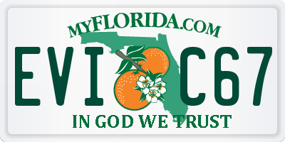 FL license plate EVIC67
