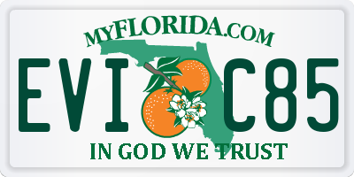 FL license plate EVIC85