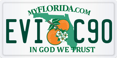 FL license plate EVIC90