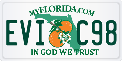 FL license plate EVIC98
