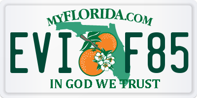 FL license plate EVIF85