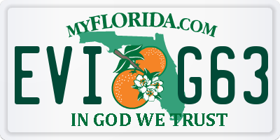 FL license plate EVIG63